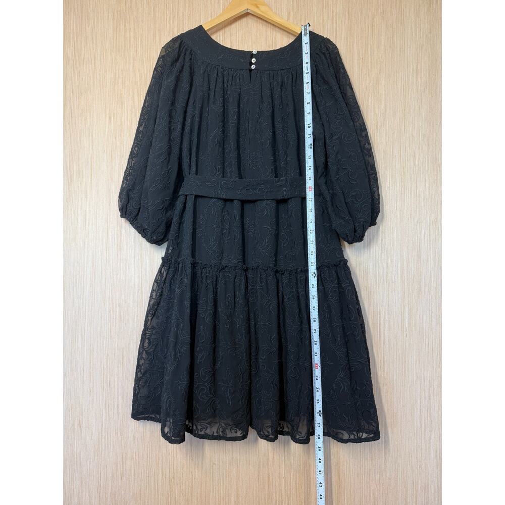 Anthropologie Eri + Ali Astrid Embroidered Dress Womens Size Large Black - Picture 9 of 12